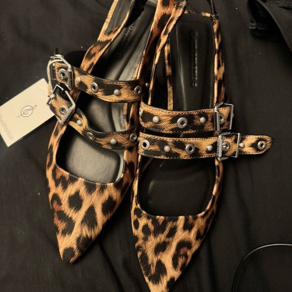 Stradivarius Animal Print Flats with Studded Straps - Picture 1 of 3